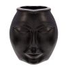 14" Metal Decorative Face Vase, Black