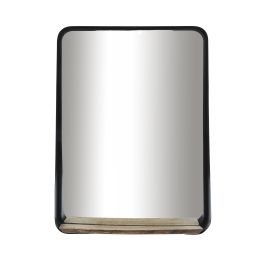 Metal, 22x30 Mirror W/ Shelf, Black/brown