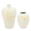 Cer 10"h, Vase W/ Gold Decal, White