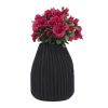 Wood, 8" Ridged Vase, Black