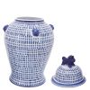 Cer, 18"h Mosaic Temple Jar, Blue
