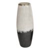 Glass 24" Vase W/ Metal Rim, White/gray