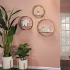 S/3 Metal Round Wall Shelves,white/gold