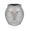 11" Metal Decorative Face Vase, Silver