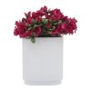 Cer, 8"h Ridged Vase, White