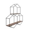 Metal/wood, 31"h Hexagon Wall Shelf, Black/brown
