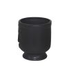 Ceramic 6" Face Vase W/base, Black