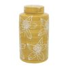 Cer, 10"h Flower Jar W/ Lid, Yellow