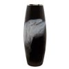 24"h Glass Vase W/ Metal Ring, Black