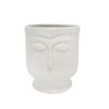 Ceramic 6" Face Vase W/base, White