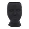 Porcelain, 5" Dia Face Vase, Black