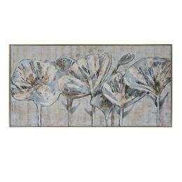 61x31, Flowers Oil Painting, Gray