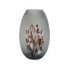 Glass, 10''h, Frosted Vase With Red Detail-gray