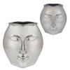 11" Metal Decorative Face Vase, Silver