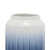 Cer, 9"h 2-tone Ridged Vase, Blue/white