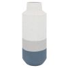 Metal, 16"h Textured Vase, White/blue