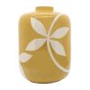Cer, 12"h Leaf Vase, Yellow