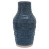 Cer, 12" Tribal Look Vase, Navy