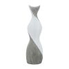 Ceramic 24" Twisted Vase, White/silver