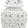 Ceramic 24" Cut-out Temple Jar, White