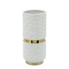 5x10"h Belted Vase, White/gold