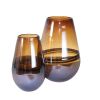 Glass, 11" Handmade Oval Vase,brown