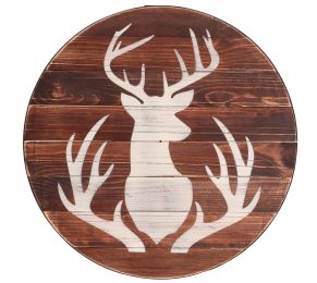 Farmhouse Deer Sign Round Wall Hanging  24'' x 24''