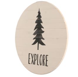 Explore Sign Farmhouse Travel Round Wall Hanging 24'' x 24''