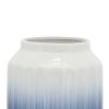 Cer, 11"h 2-tone Ridged Vase, Blue/white