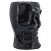 Cer, 8" Skull Vase, Black