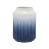 Cer, 9"h 2-tone Ridged Vase, Blue/white