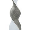 Ceramic 20" Twisted Vase, White/silver