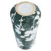 Cer 13" Floral Vase, Green/white
