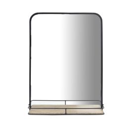 Metal, 18x24  Mirror W/ Folding Shelf, Black/brown