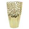 Metal 15"h Cut-out Vase, Gold