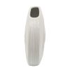 14"h Oval Swirled Vase, White