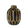 Ceramic Vase 8", Black/gold