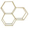 Metal, 28" Mirrored Honeycomb Wall Shelf, Gold