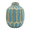 Turquoise/gold Ceramic Vase 8"