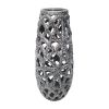 Cer, 13" Cut-out Vase, Silver