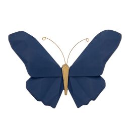 Resin 6" W Origami Butterfly Wall Decor, Navy