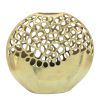 Metal 13"h Oval Cut-out Vase, Gold