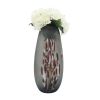 Glass, 17''h, Frosted Vase With Red Detail-gray
