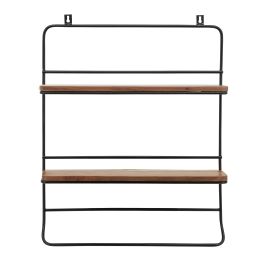 Metal/wood, 30"h 2-tier Wall Shelf, Brown/black