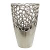 Metal 15"h Cut-out Vase, Silver