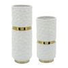 5x10"h Belted Vase, White/gold