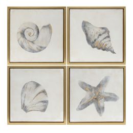 18x18, S/4, Sea Shells Oil Painting, Gold