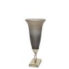 Glass 18"h  Vase W/ Aluminum Base, Bronze/gray Kd