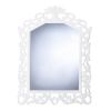 25" x 19" White Flourish Wood Wall Mirror