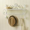 White Flourish Wall Shelf With Hooks